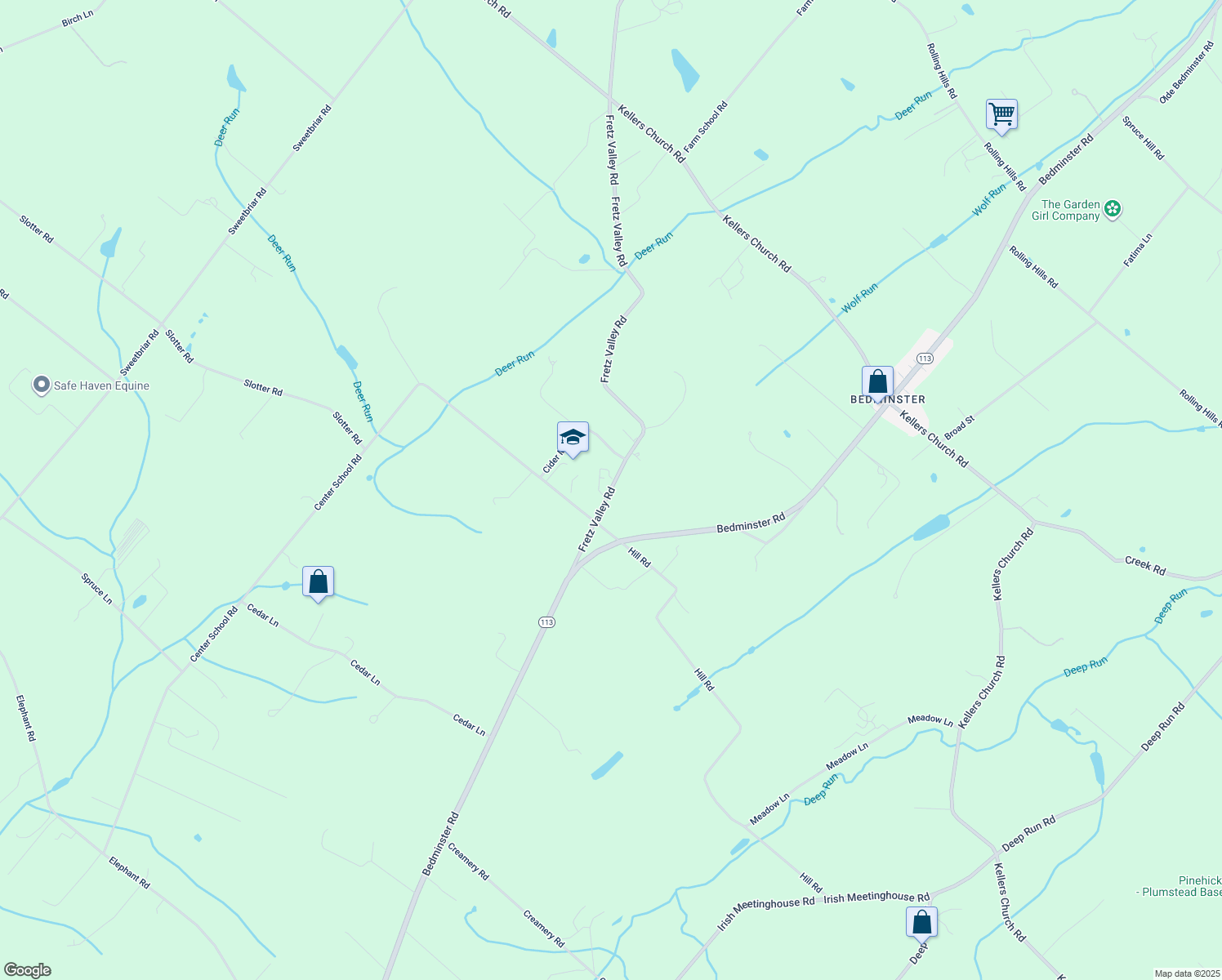 map of restaurants, bars, coffee shops, grocery stores, and more near 2953 Fretz Valley Road in Perkasie