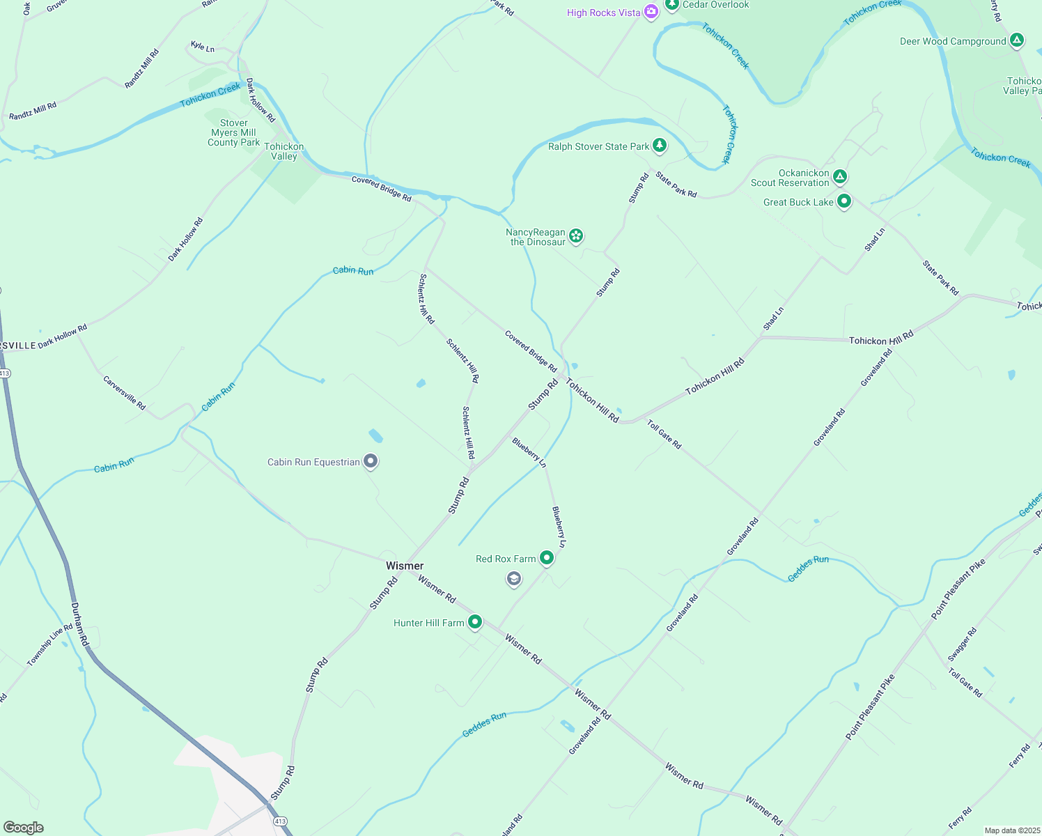 map of restaurants, bars, coffee shops, grocery stores, and more near 6781 Stump Road in Pipersville