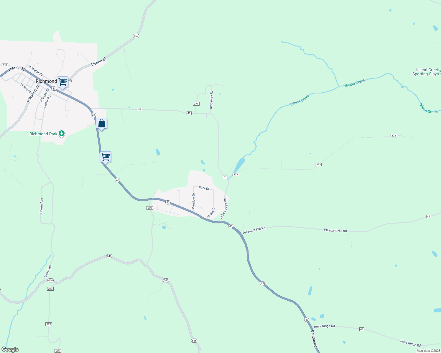 map of restaurants, bars, coffee shops, grocery stores, and more near 569 County Road 41 in Richmond