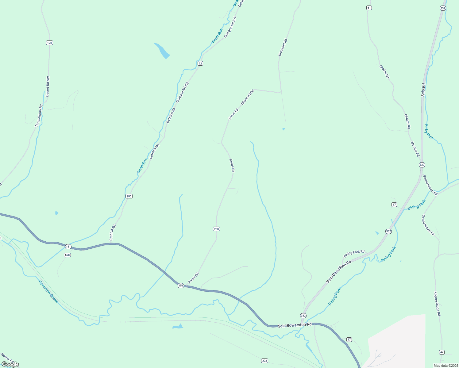 map of restaurants, bars, coffee shops, grocery stores, and more near 91496 Amos Road in Scio