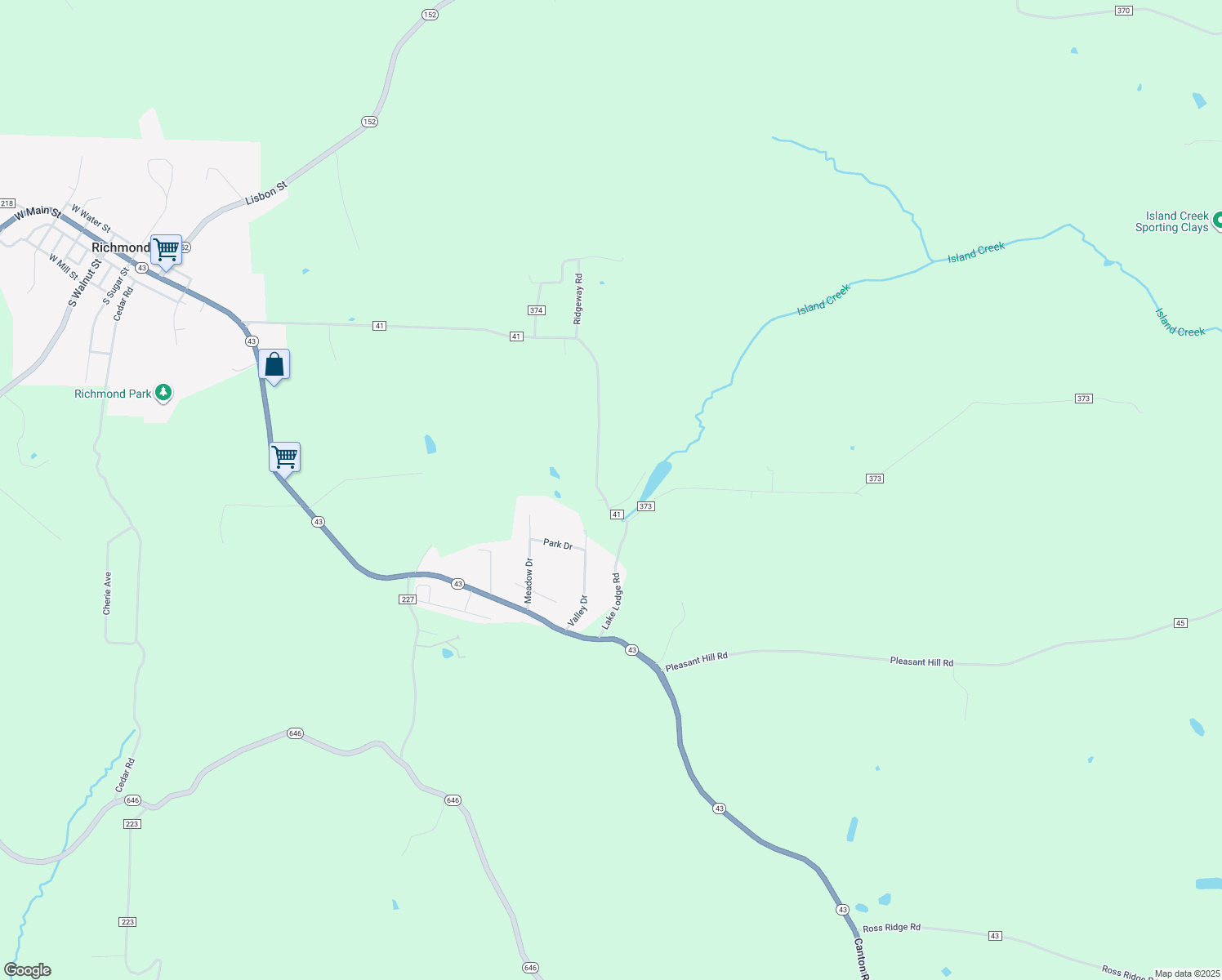 map of restaurants, bars, coffee shops, grocery stores, and more near 569 County Road 41 in Richmond