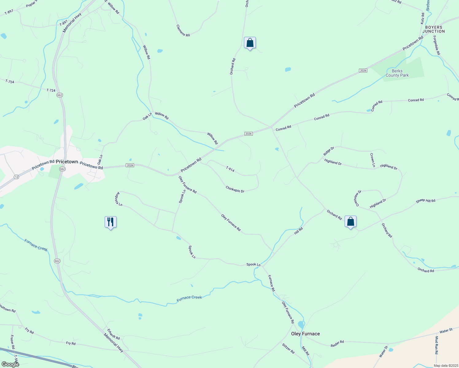 map of restaurants, bars, coffee shops, grocery stores, and more near 13 Chinkapin Dr in Fleetwood