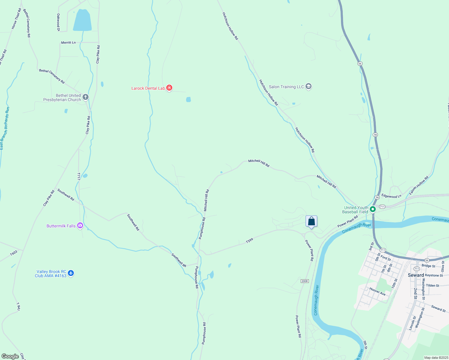 map of restaurants, bars, coffee shops, grocery stores, and more near 356 Mitchell Hill Road in New Florence