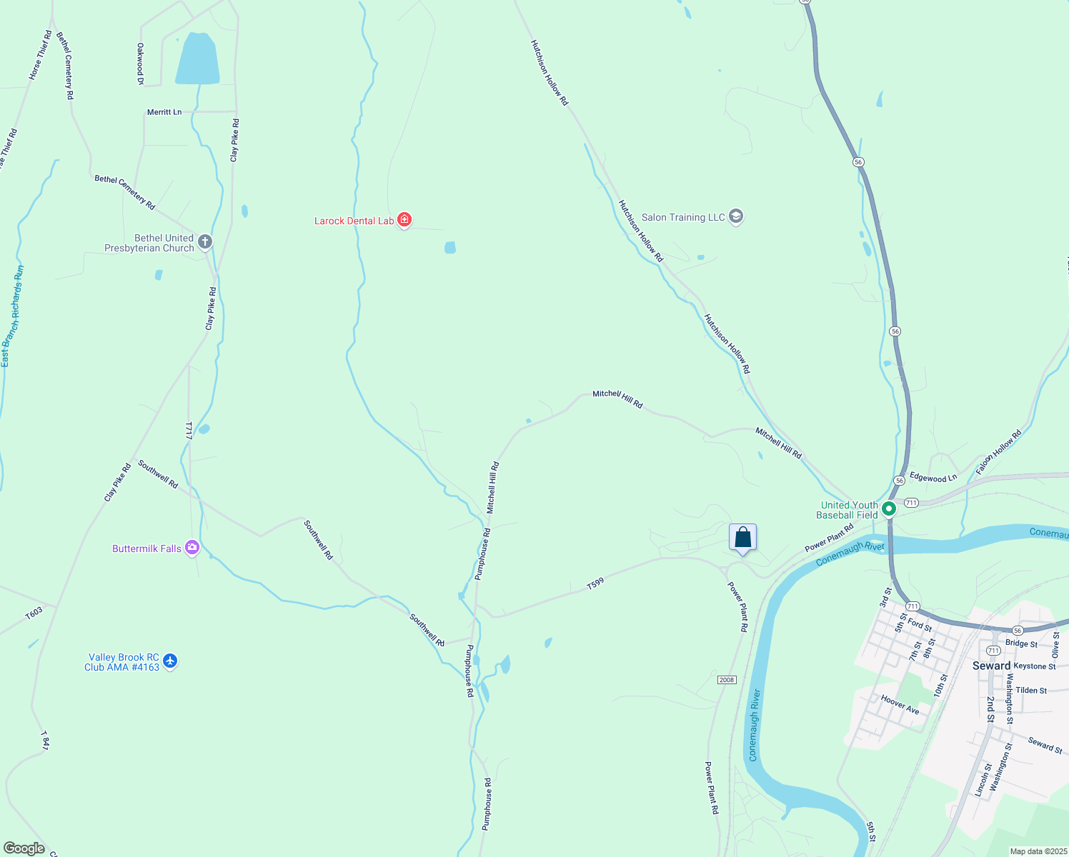 map of restaurants, bars, coffee shops, grocery stores, and more near 356 Mitchell Hill Road in New Florence