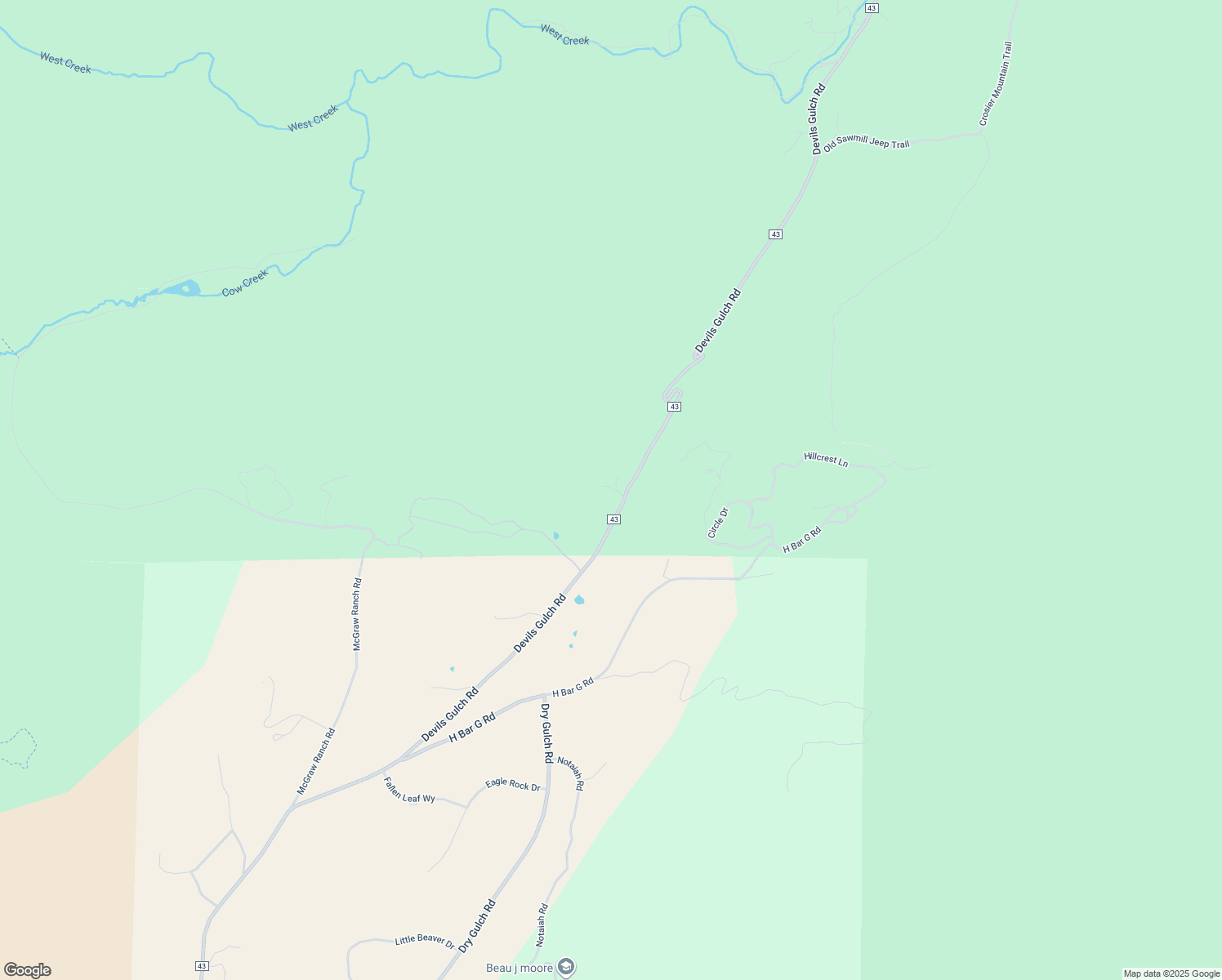 map of restaurants, bars, coffee shops, grocery stores, and more near 3501 Devils Gulch Road in Estes Park