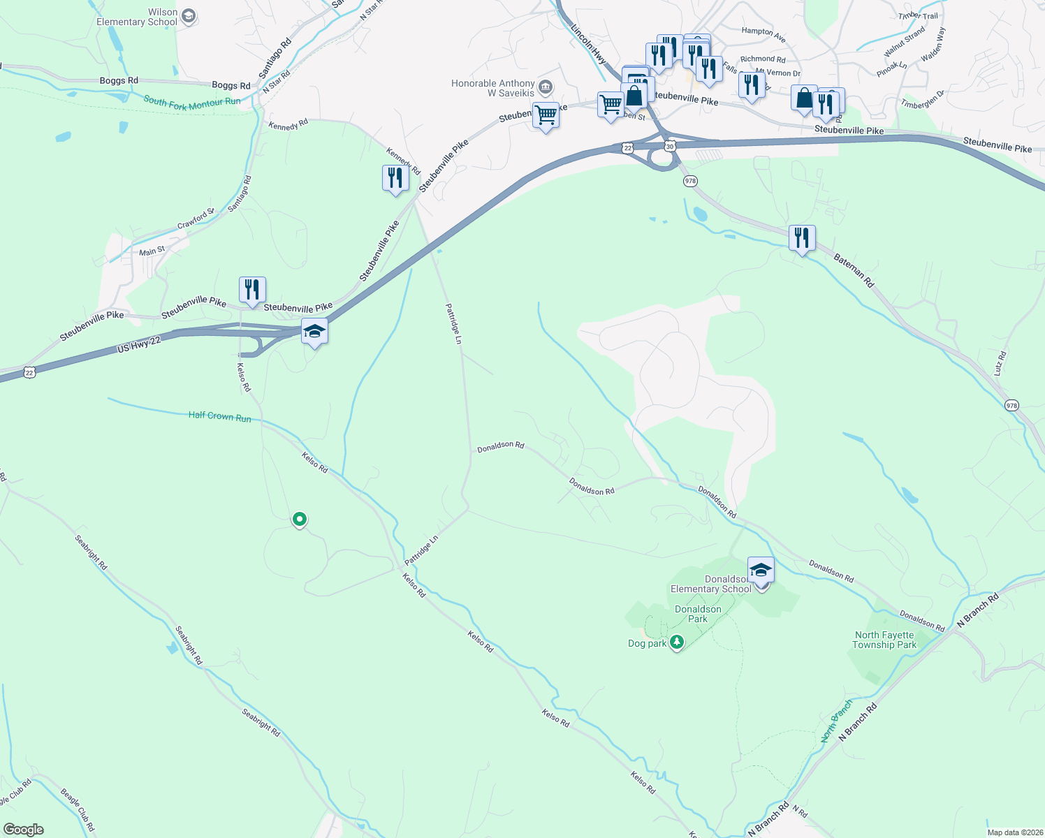 map of restaurants, bars, coffee shops, grocery stores, and more near 1117 Raymond Drive in Oakdale