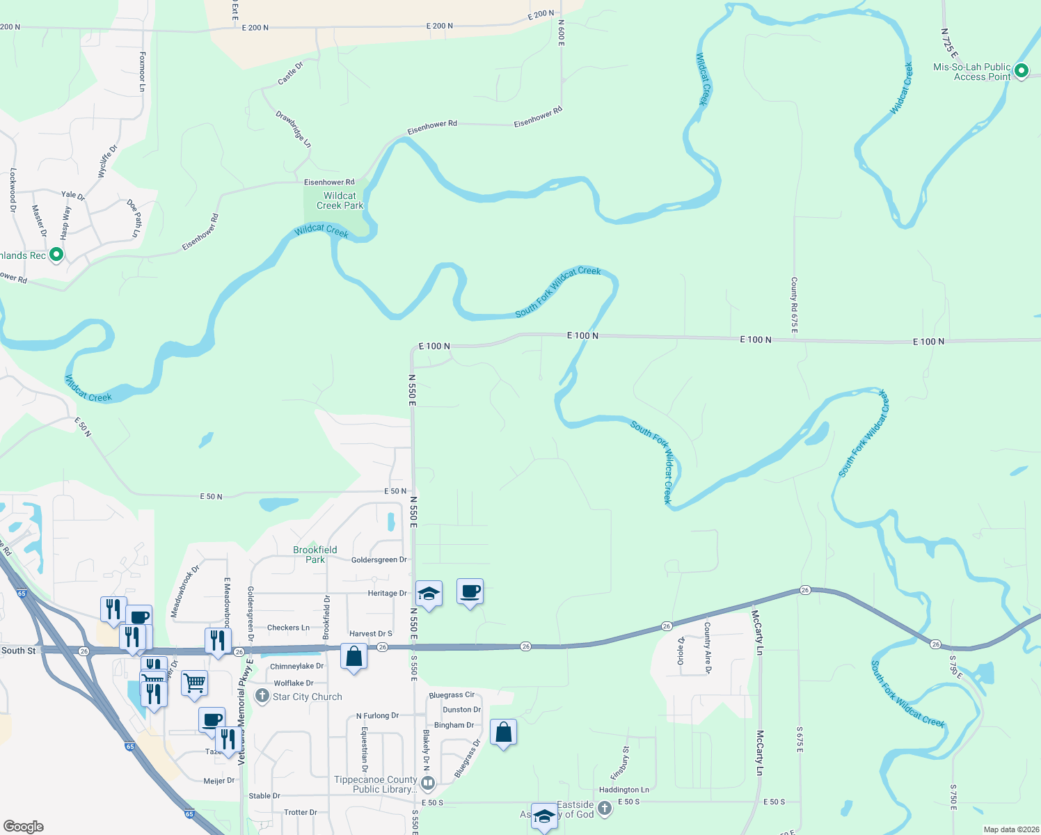 map of restaurants, bars, coffee shops, grocery stores, and more near 811 Deerwood Ridge in Lafayette