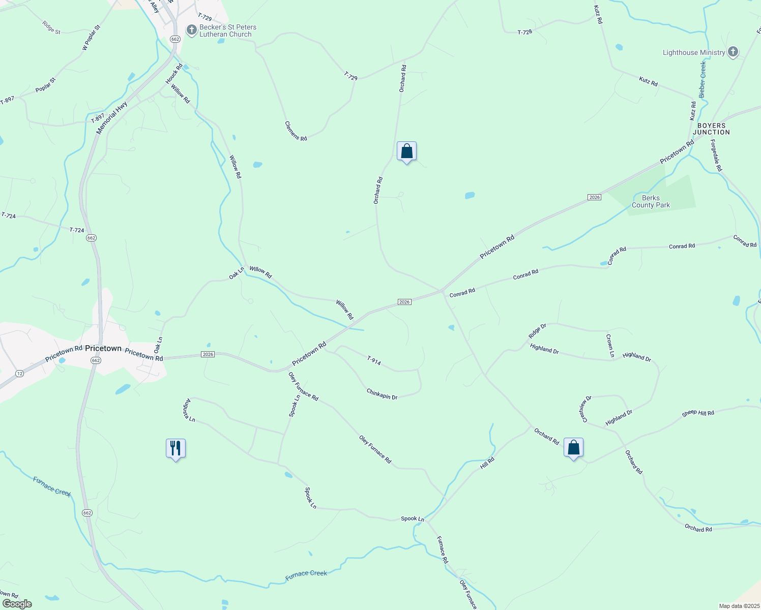 map of restaurants, bars, coffee shops, grocery stores, and more near 3920 Pricetown Rd in Fleetwood
