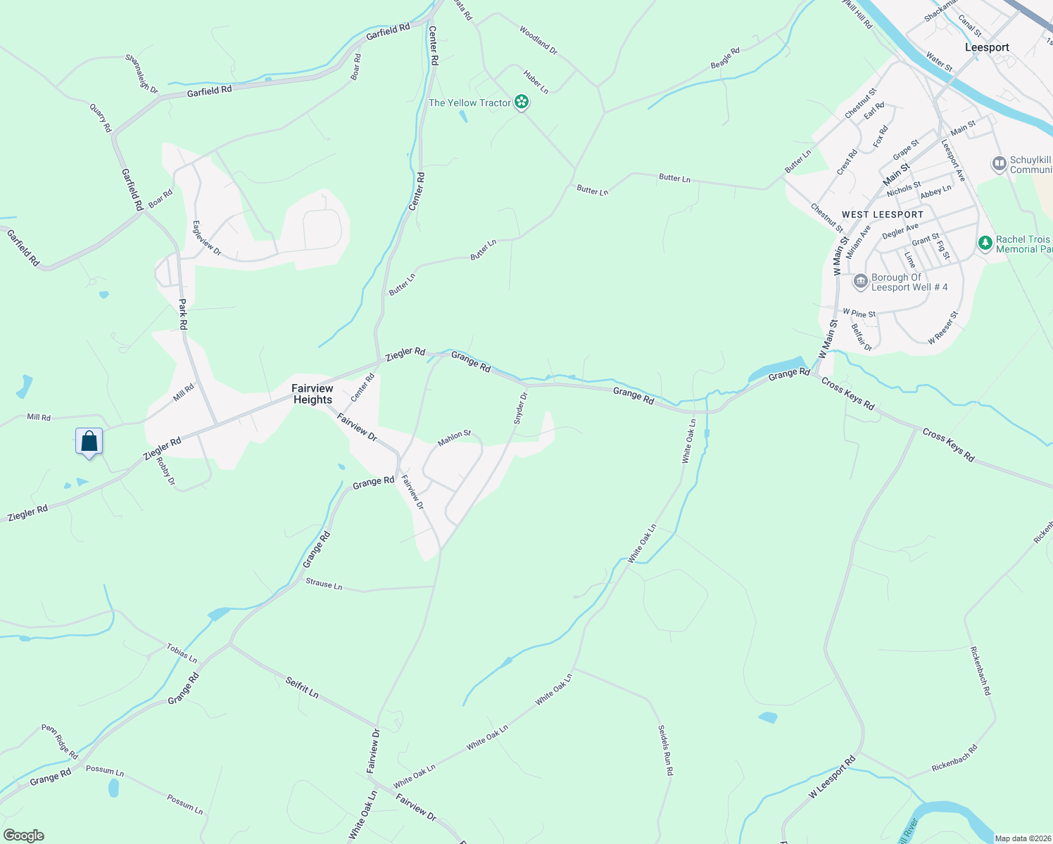 map of restaurants, bars, coffee shops, grocery stores, and more near 102 Sunny Court in Leesport