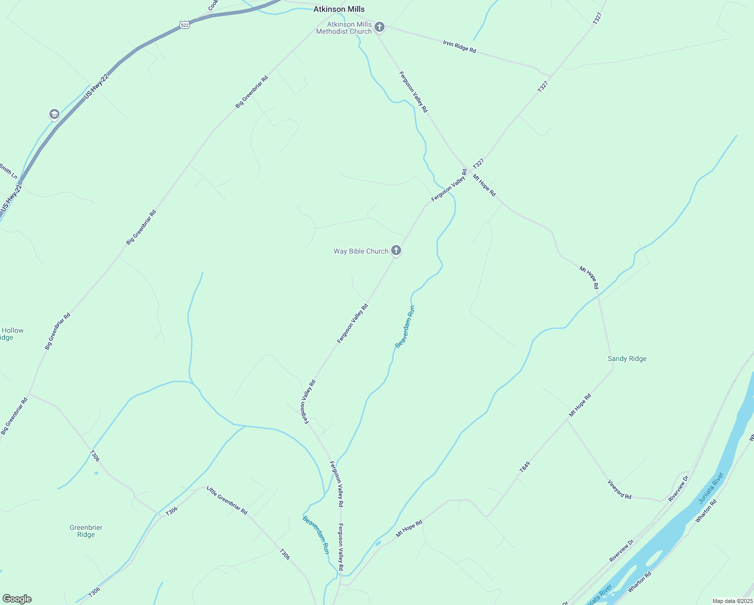 map of restaurants, bars, coffee shops, grocery stores, and more near 2669 Ferguson Valley Road in McVeytown