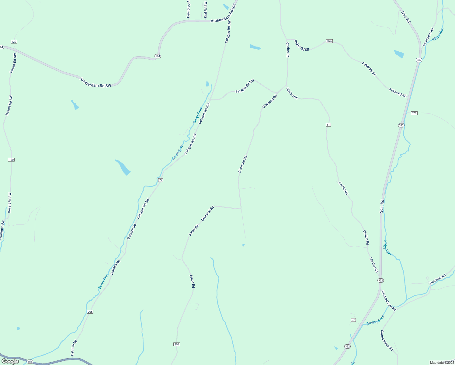 map of restaurants, bars, coffee shops, grocery stores, and more near 9107 Diamond Road in Scio