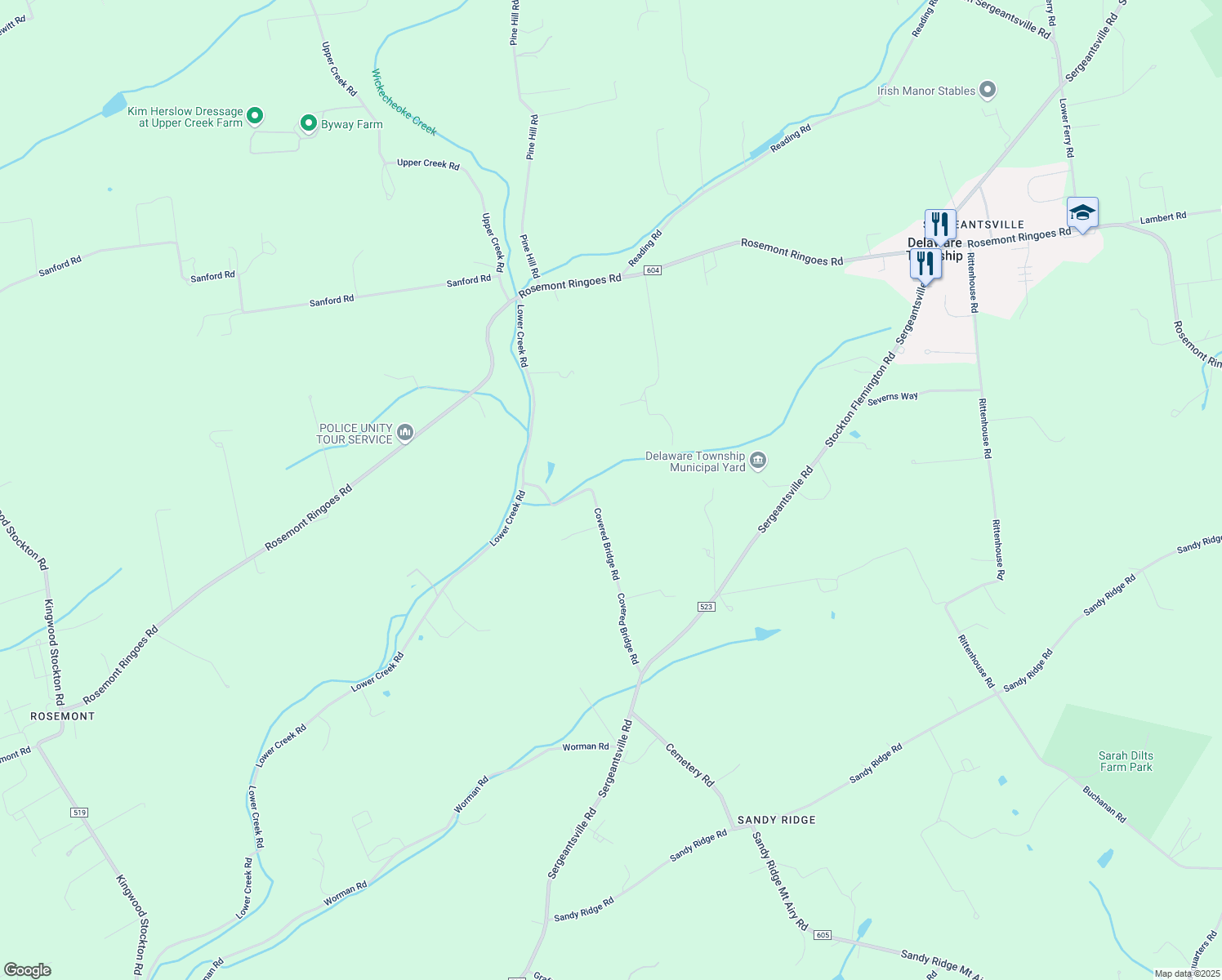 map of restaurants, bars, coffee shops, grocery stores, and more near 38 Covered Bridge Road in Stockton