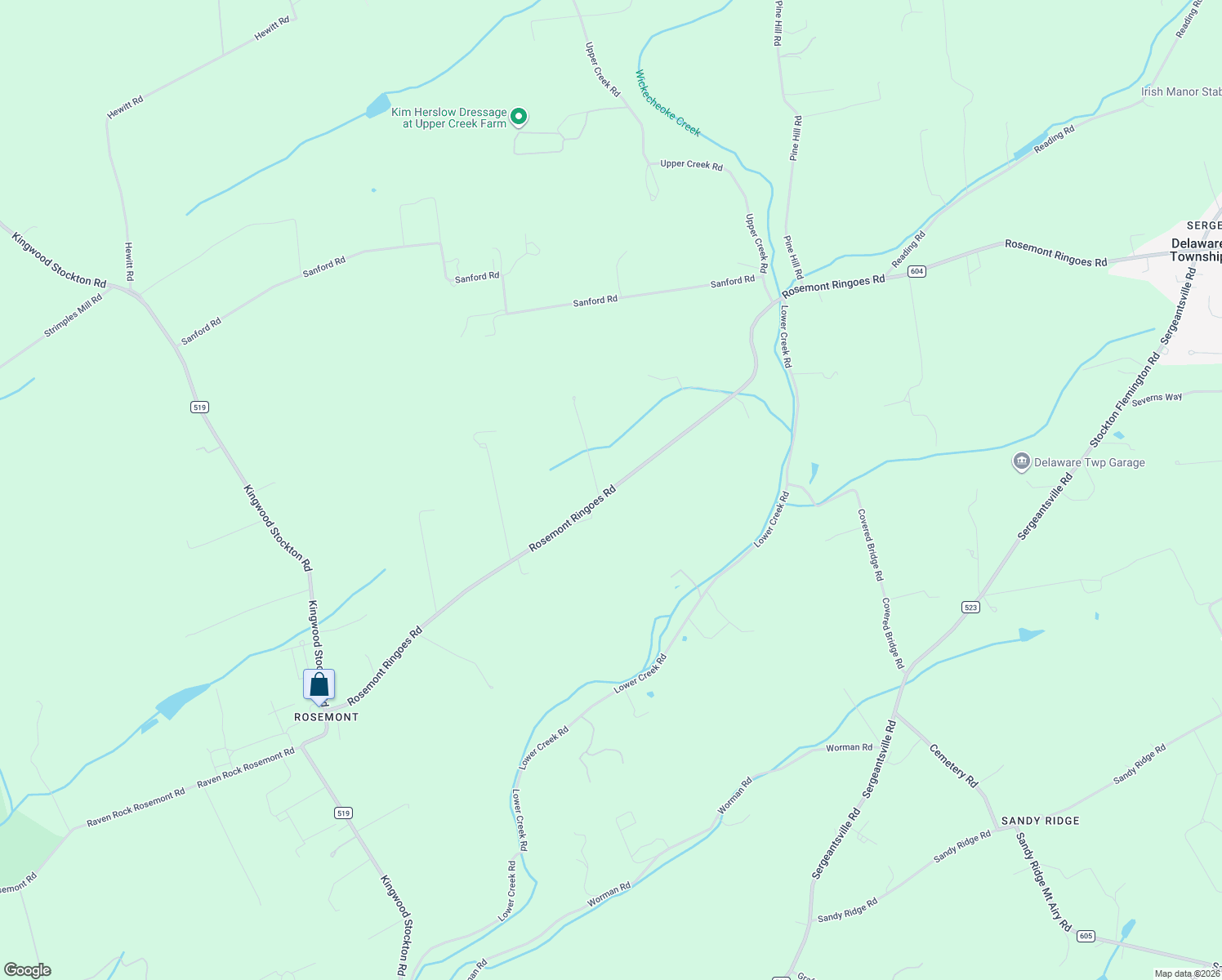 map of restaurants, bars, coffee shops, grocery stores, and more near Rosemont Sergeatsvil Rd in Delaware