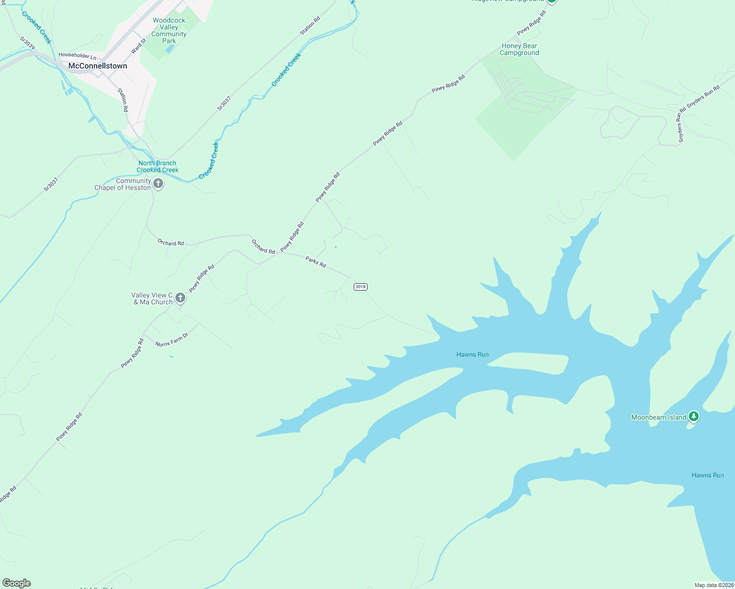 map of restaurants, bars, coffee shops, grocery stores, and more near State Route 3018 in Huntingdon