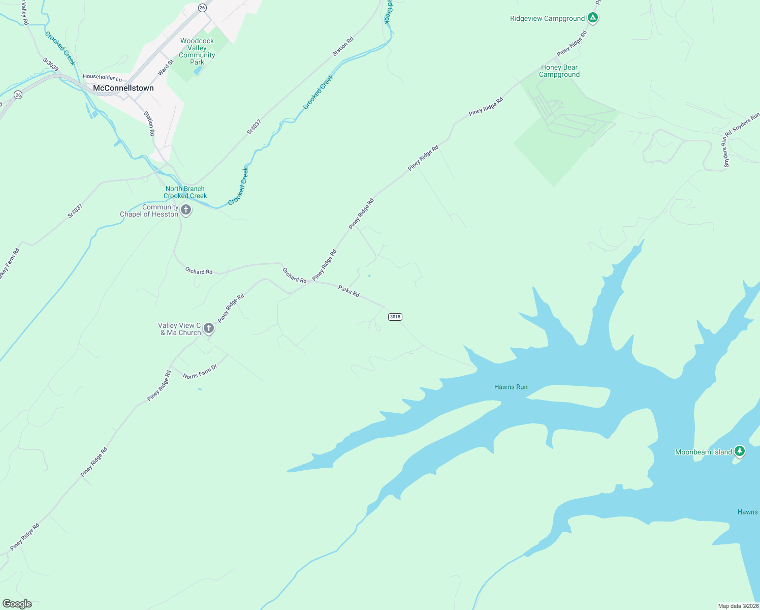 map of restaurants, bars, coffee shops, grocery stores, and more near State Route 3018 in Huntingdon