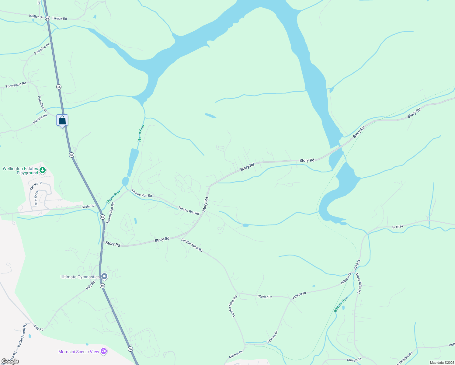 map of restaurants, bars, coffee shops, grocery stores, and more near 340 Story Road in Export