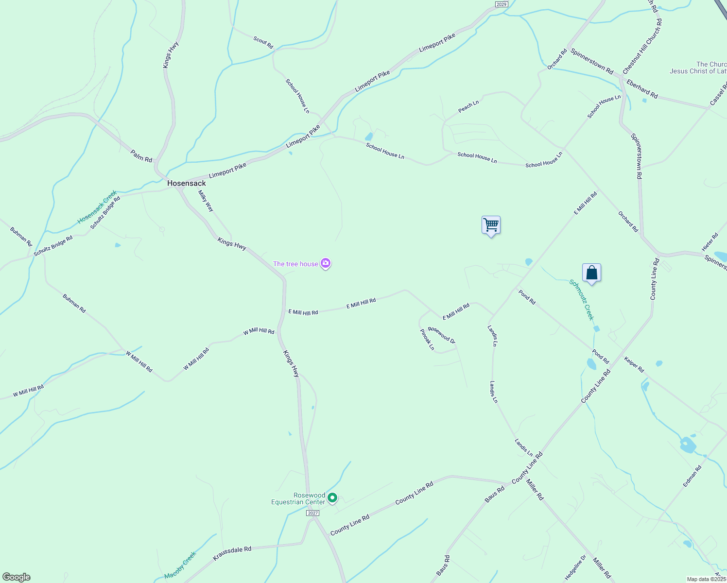 map of restaurants, bars, coffee shops, grocery stores, and more near 4585 East Mill Hill Road in East Greenville