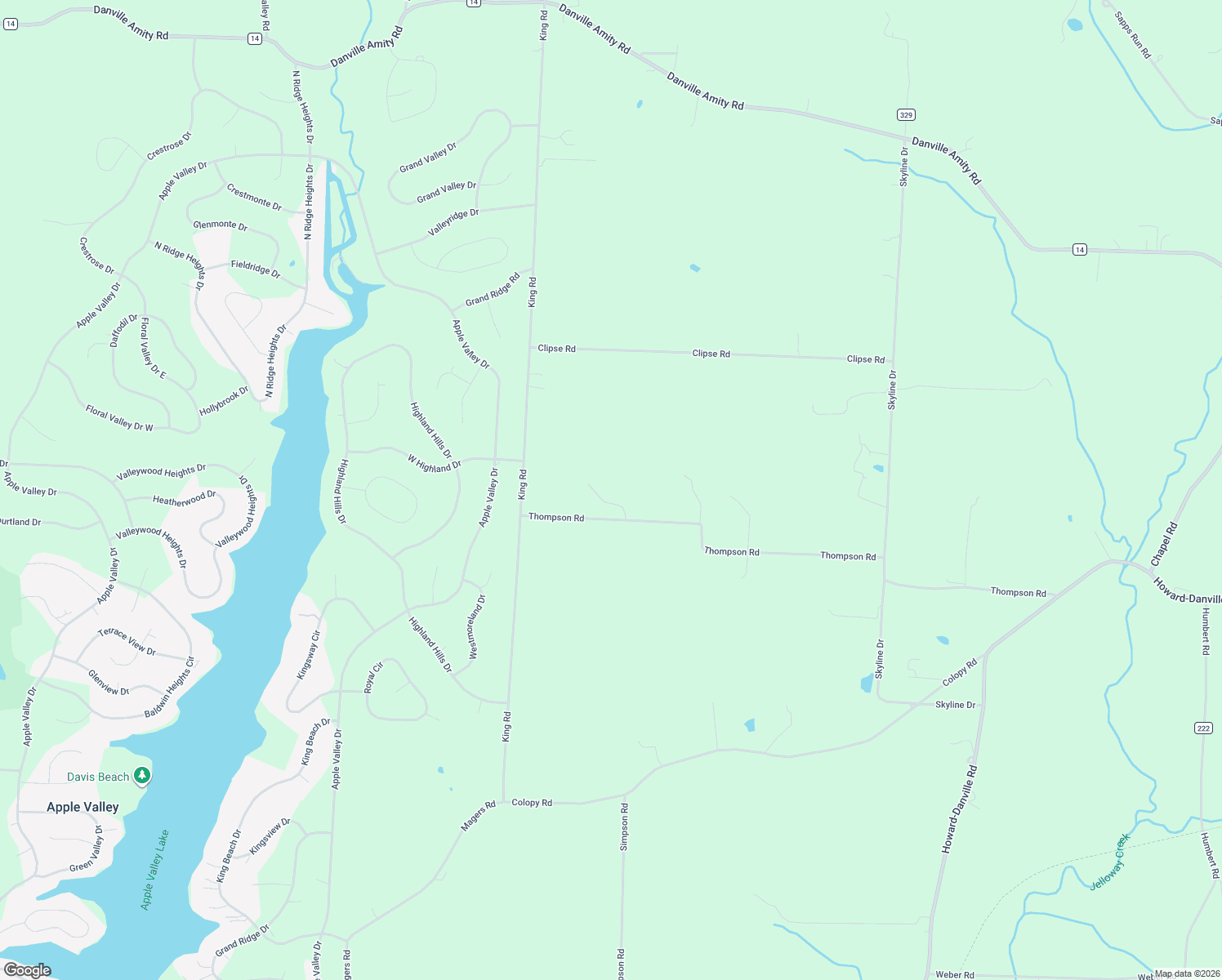 map of restaurants, bars, coffee shops, grocery stores, and more near 23479 Thompson Road in Knox