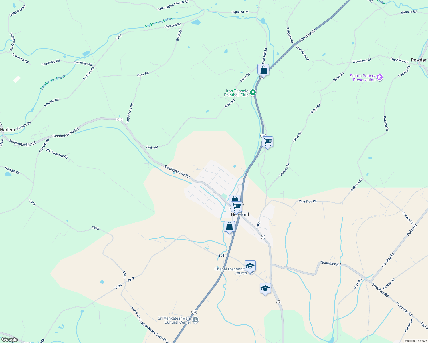 map of restaurants, bars, coffee shops, grocery stores, and more near 168 Liberty Circle in Hereford