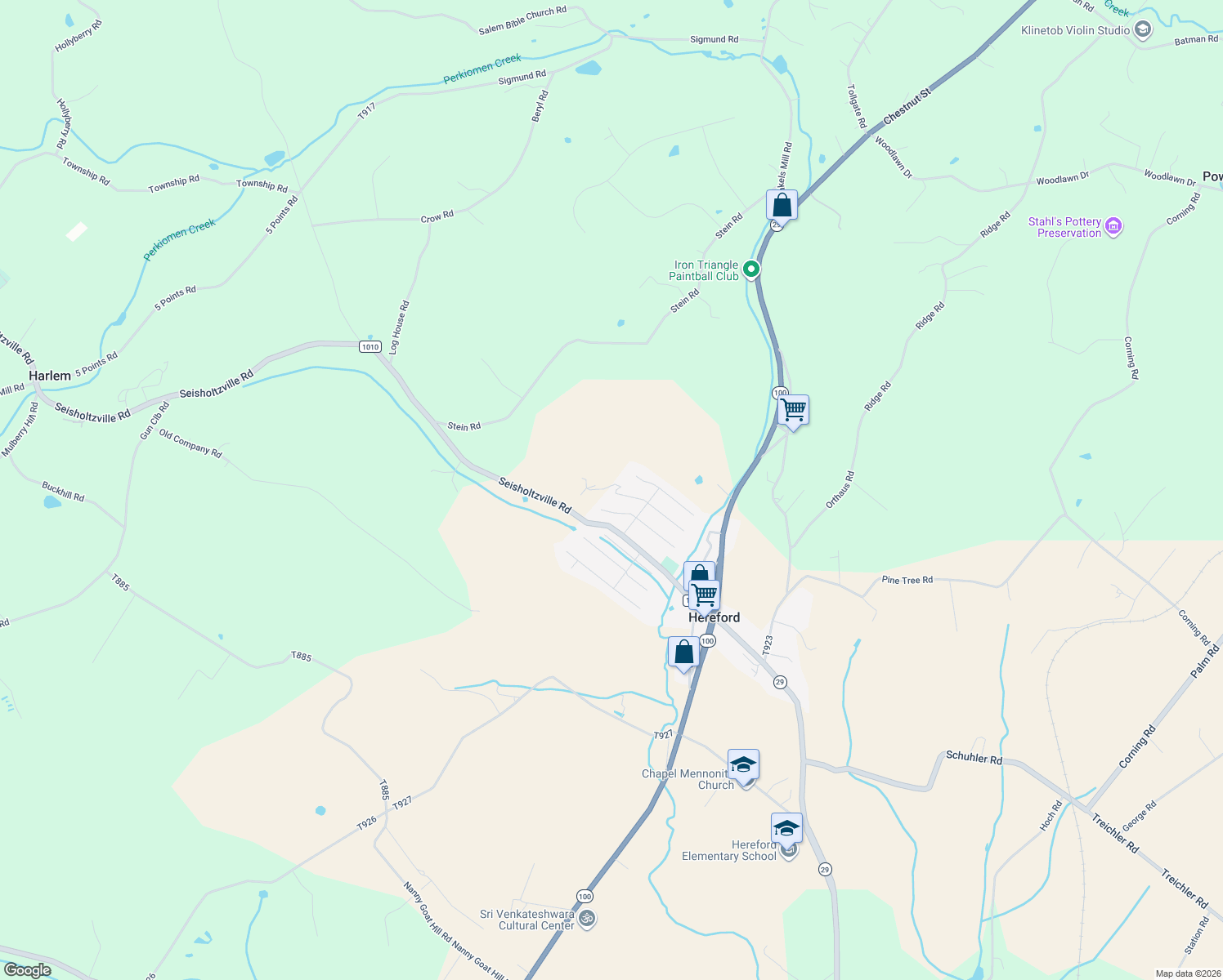 map of restaurants, bars, coffee shops, grocery stores, and more near 249 Liberty Circle in Hereford