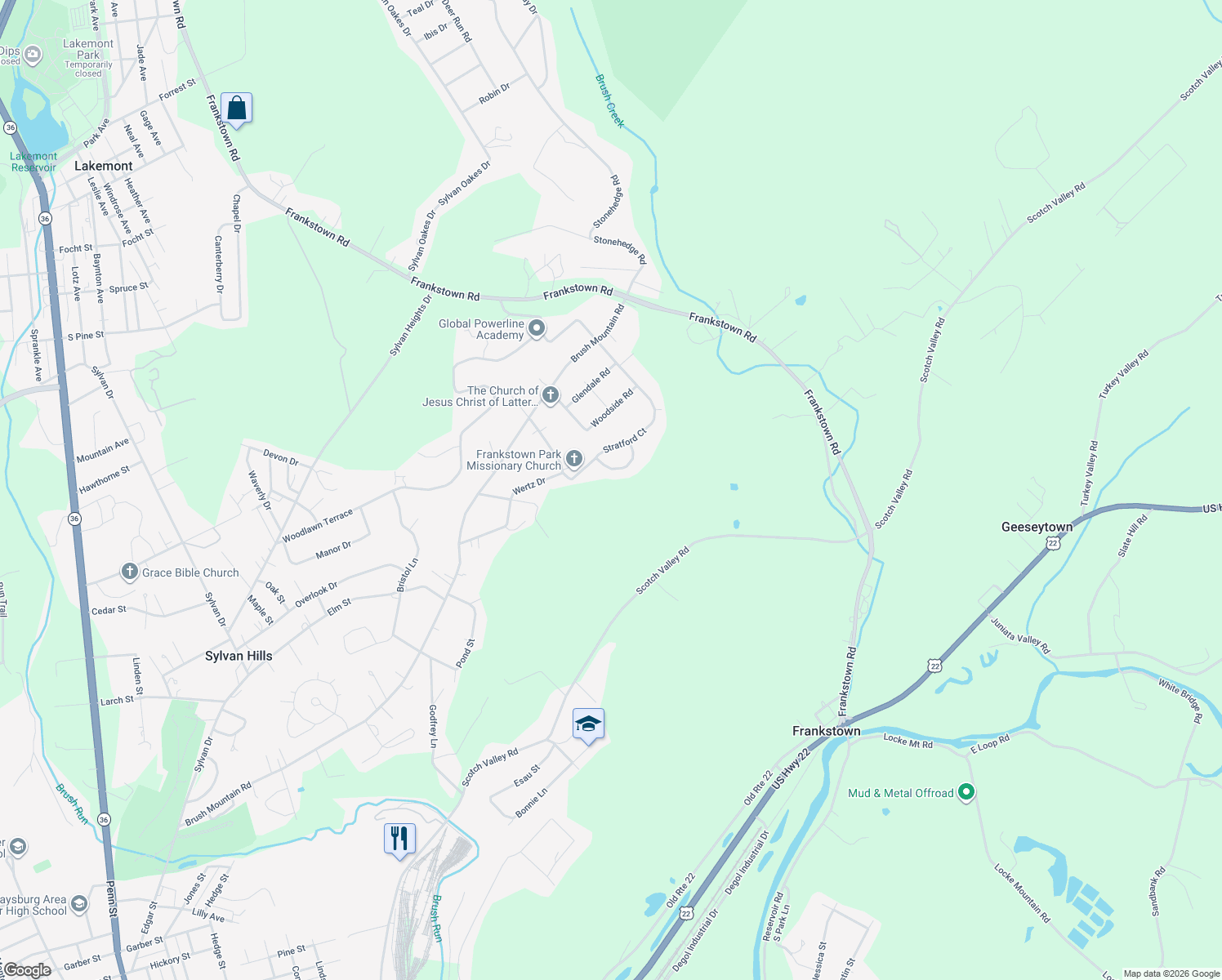 map of restaurants, bars, coffee shops, grocery stores, and more near 19 Majestic Cir in Hollidaysburg