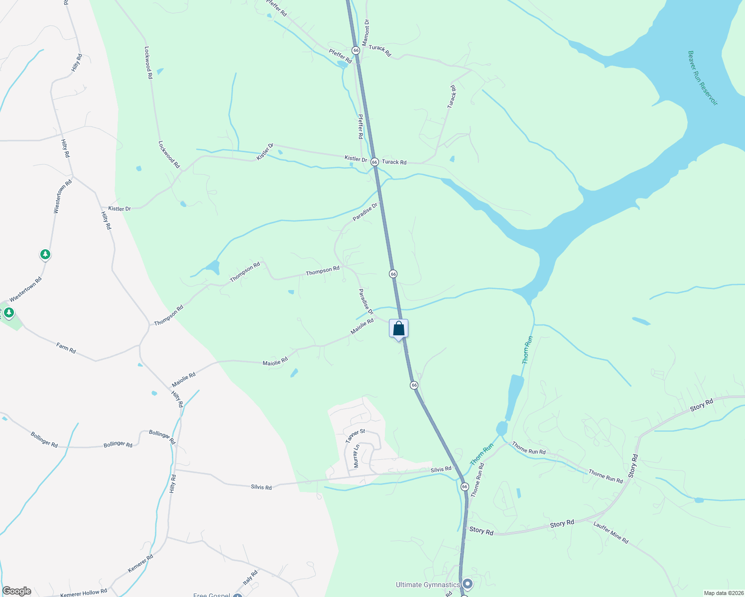 map of restaurants, bars, coffee shops, grocery stores, and more near 152 Paradise Drive in Export