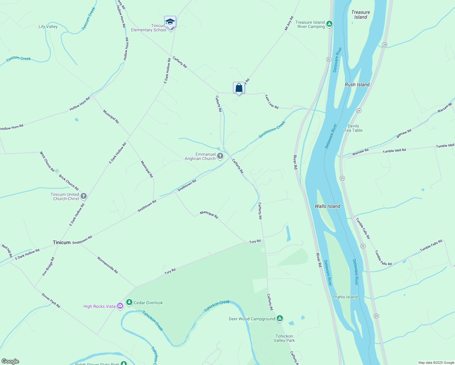 map of restaurants, bars, coffee shops, grocery stores, and more near 32 Municipal Road in Bucks County