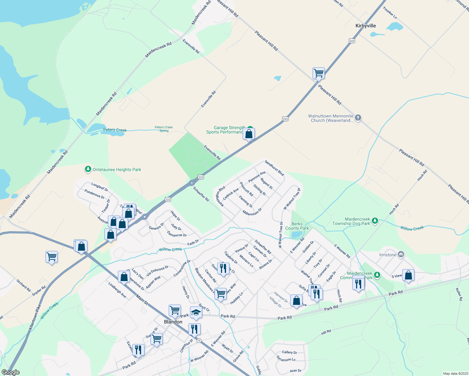 map of restaurants, bars, coffee shops, grocery stores, and more near 125 Cedrick Avenue in Blandon