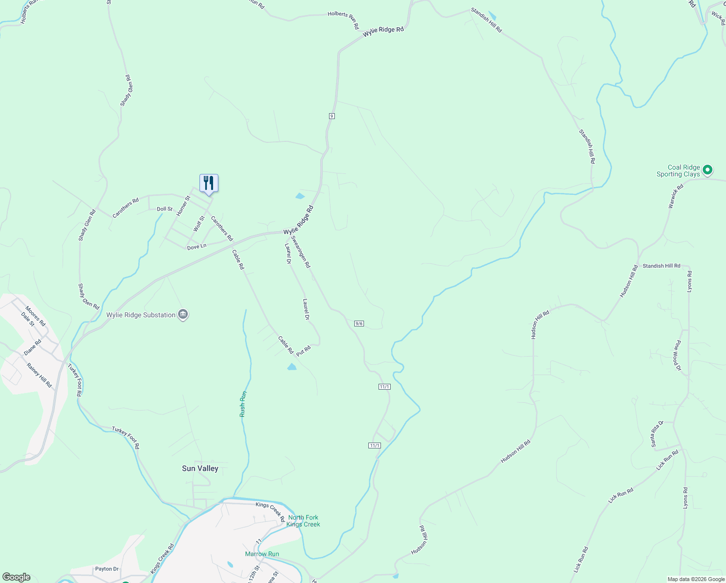 map of restaurants, bars, coffee shops, grocery stores, and more near Bristol Ln in Weirton