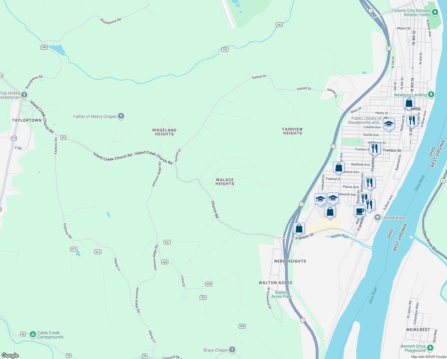 map of restaurants, bars, coffee shops, grocery stores, and more near 190 James Way in Toronto