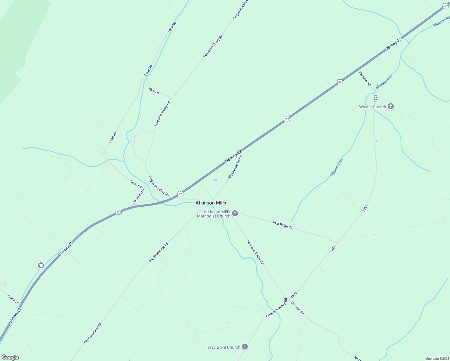 map of restaurants, bars, coffee shops, grocery stores, and more near 2261 Big Greenbriar Road in McVeytown