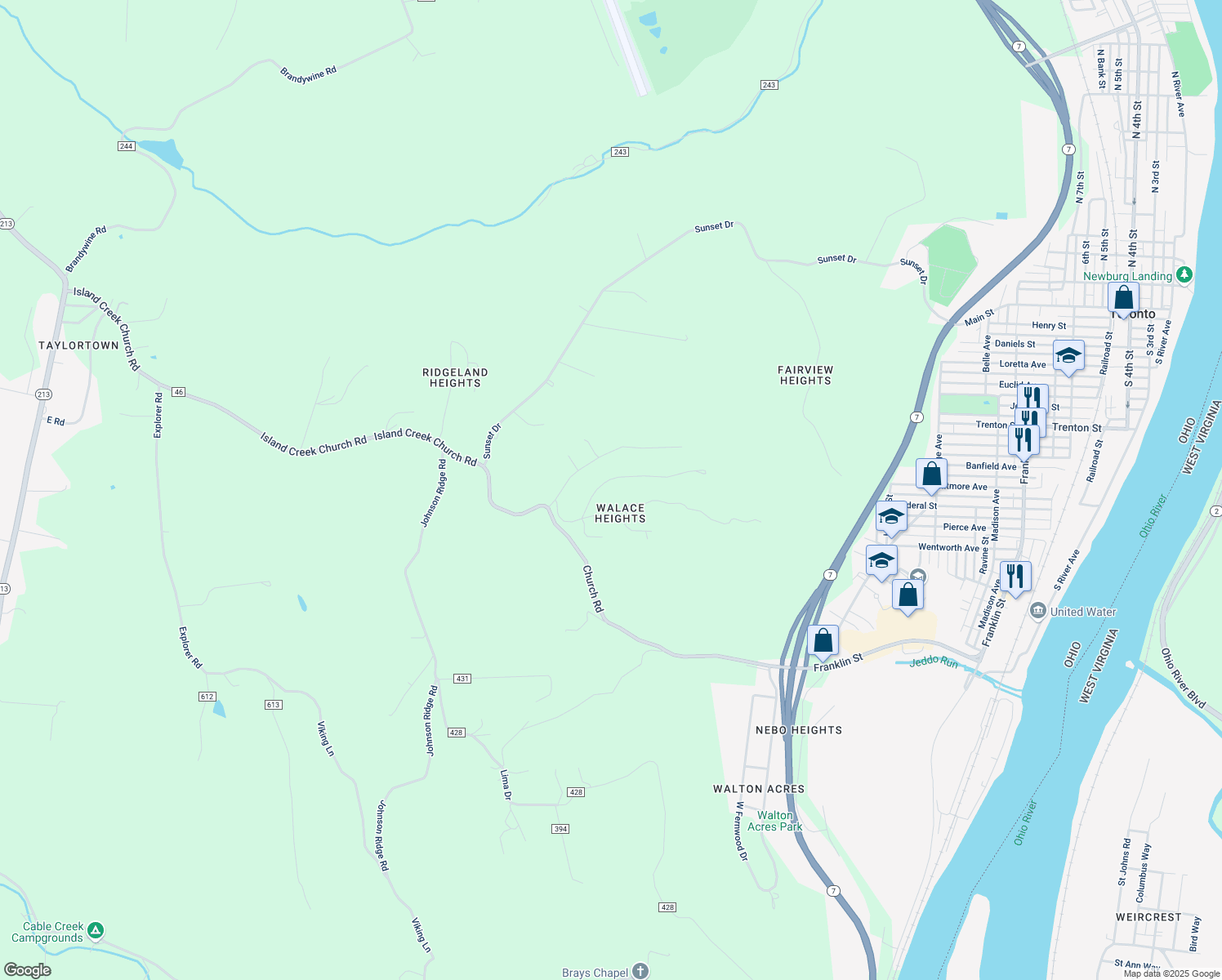map of restaurants, bars, coffee shops, grocery stores, and more near 190 James Way in Toronto