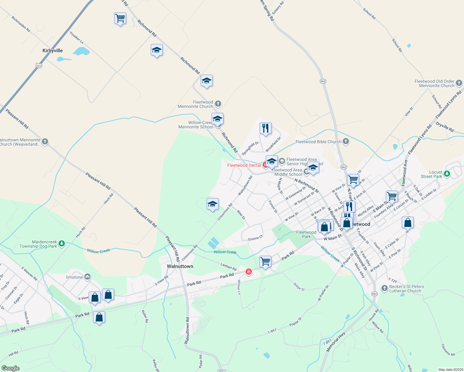 map of restaurants, bars, coffee shops, grocery stores, and more near 503 Heritage Dr in Fleetwood