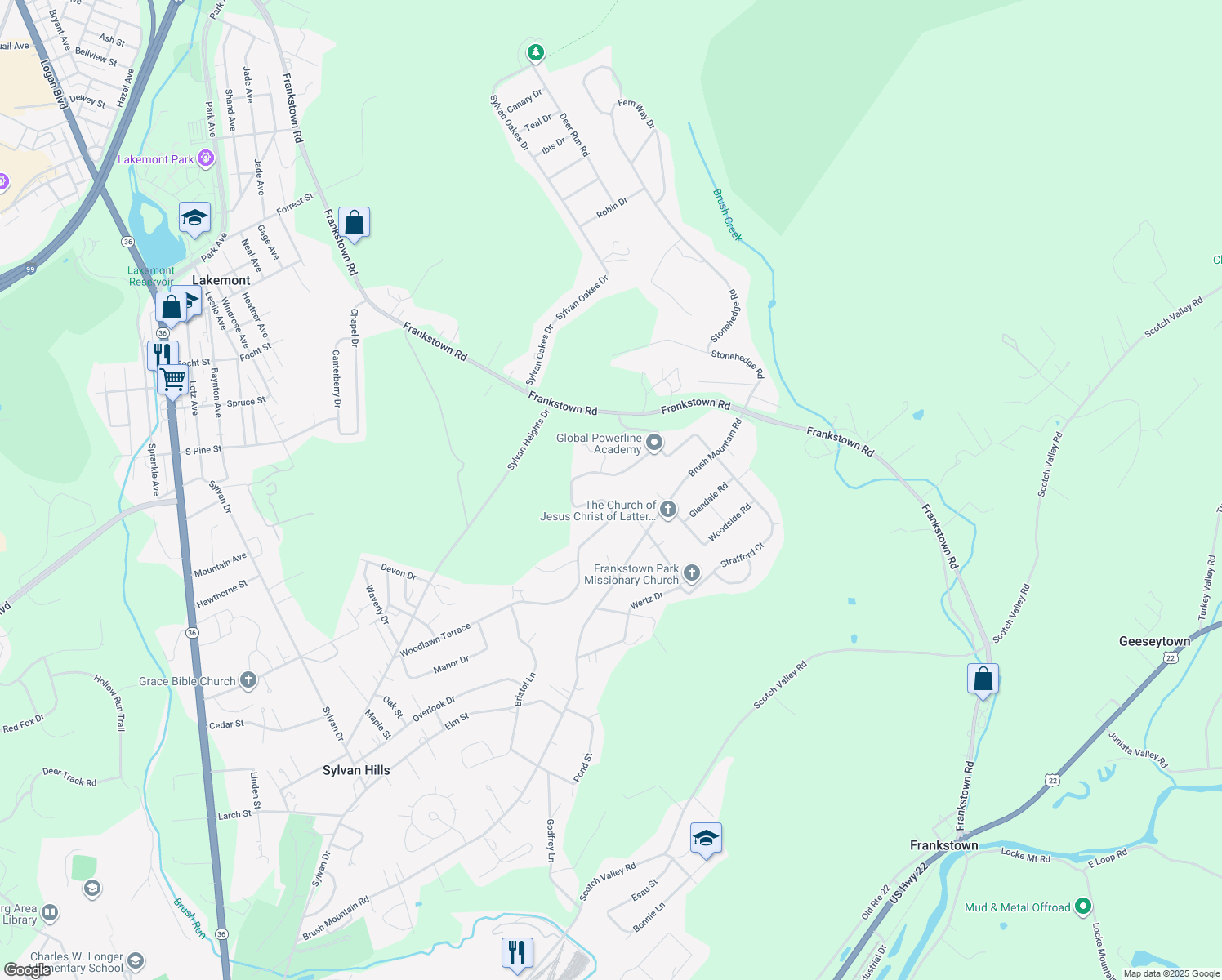 map of restaurants, bars, coffee shops, grocery stores, and more near 564 Woodlawn Terrace in Hollidaysburg