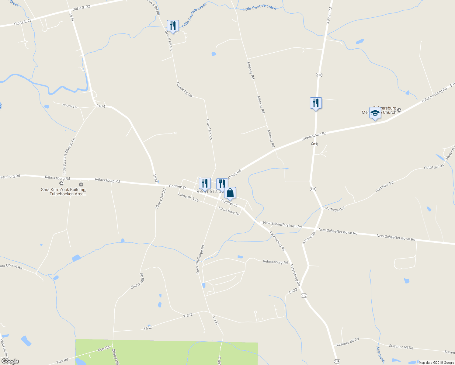 map of restaurants, bars, coffee shops, grocery stores, and more near 116 Maria Street in Bethel