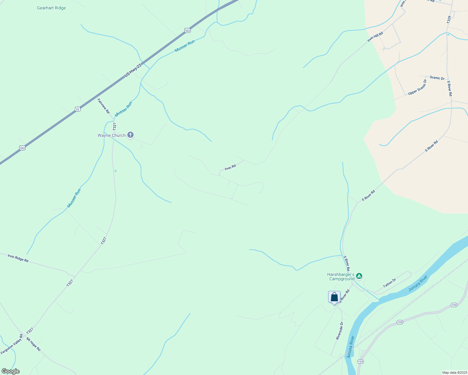 map of restaurants, bars, coffee shops, grocery stores, and more near 15 Deller Lane in McVeytown