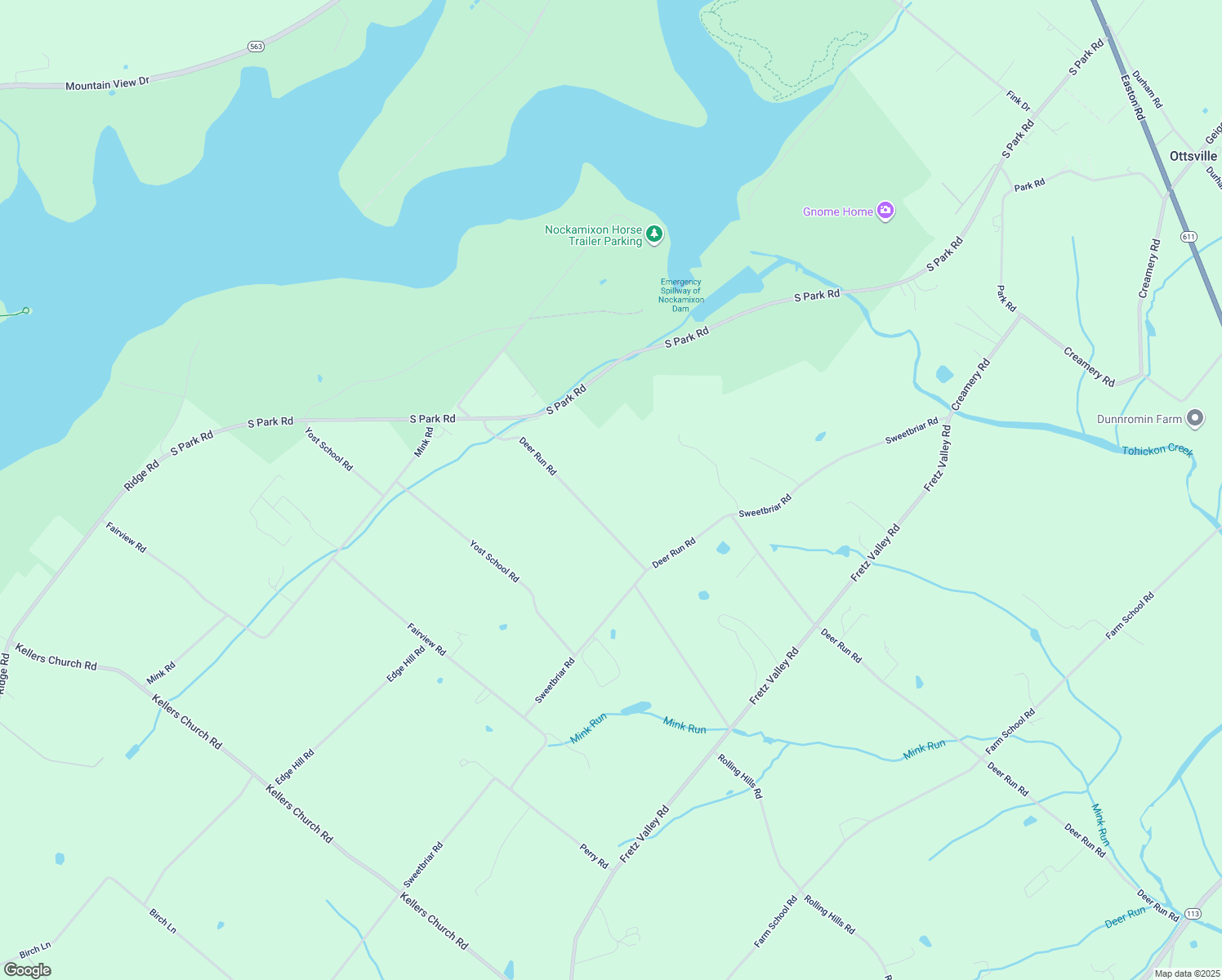 map of restaurants, bars, coffee shops, grocery stores, and more near 1341 Deer Run Road in Ottsville