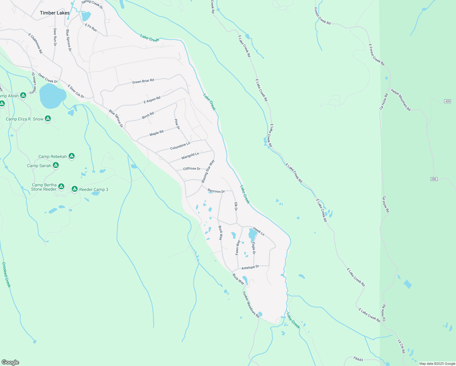 map of restaurants, bars, coffee shops, grocery stores, and more near Badger Court in Timber Lakes