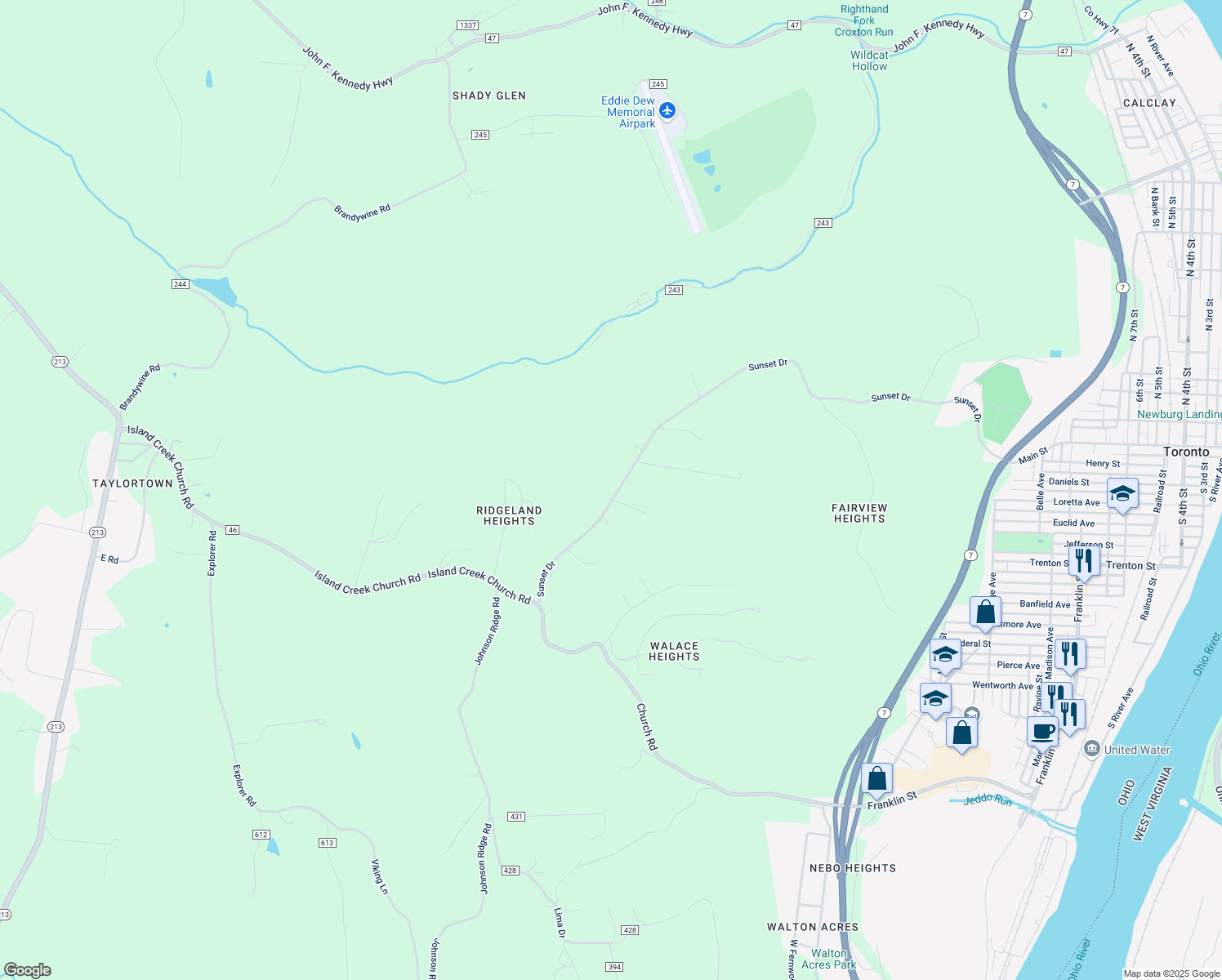 map of restaurants, bars, coffee shops, grocery stores, and more near 430 County Highway 42 in Toronto