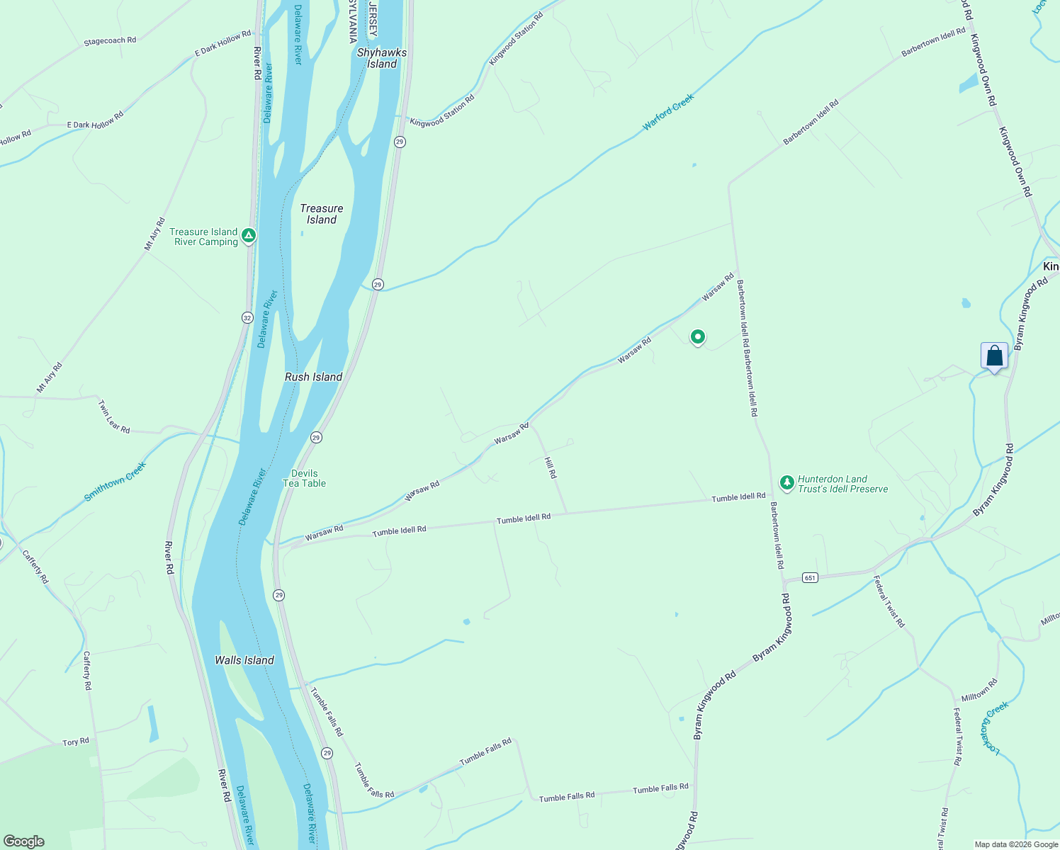 map of restaurants, bars, coffee shops, grocery stores, and more near 96 Hill Road in Frenchtown