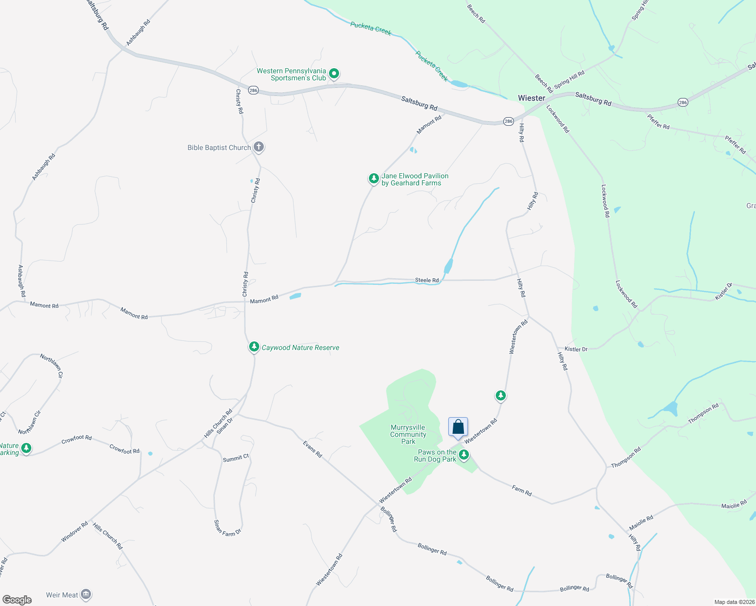 map of restaurants, bars, coffee shops, grocery stores, and more near 5879 Steele Road in Murrysville
