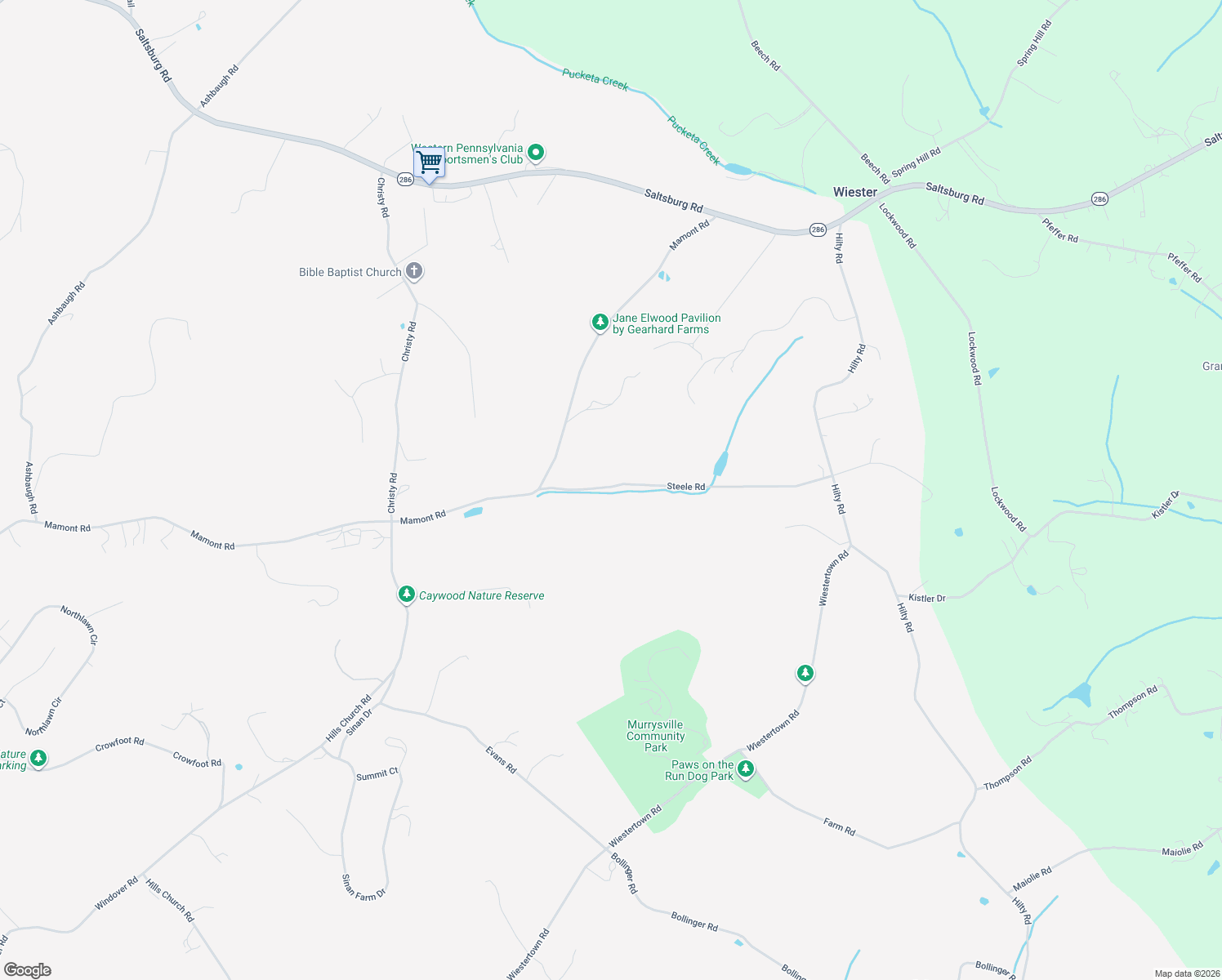 map of restaurants, bars, coffee shops, grocery stores, and more near 5879 Steele Road in Murrysville