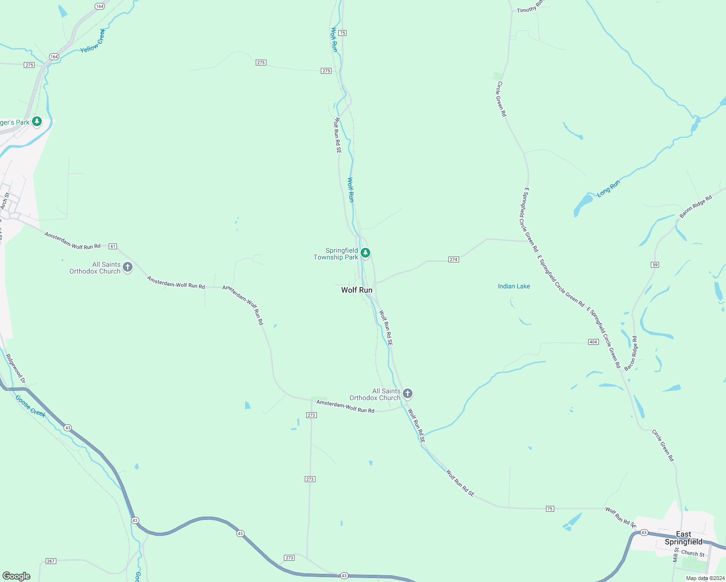 map of restaurants, bars, coffee shops, grocery stores, and more near in Wolf Run