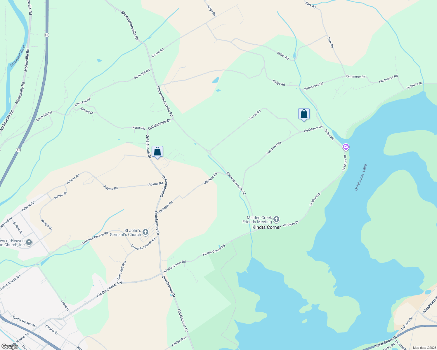 map of restaurants, bars, coffee shops, grocery stores, and more near 26 Ohlinger Road in Shoemakersville