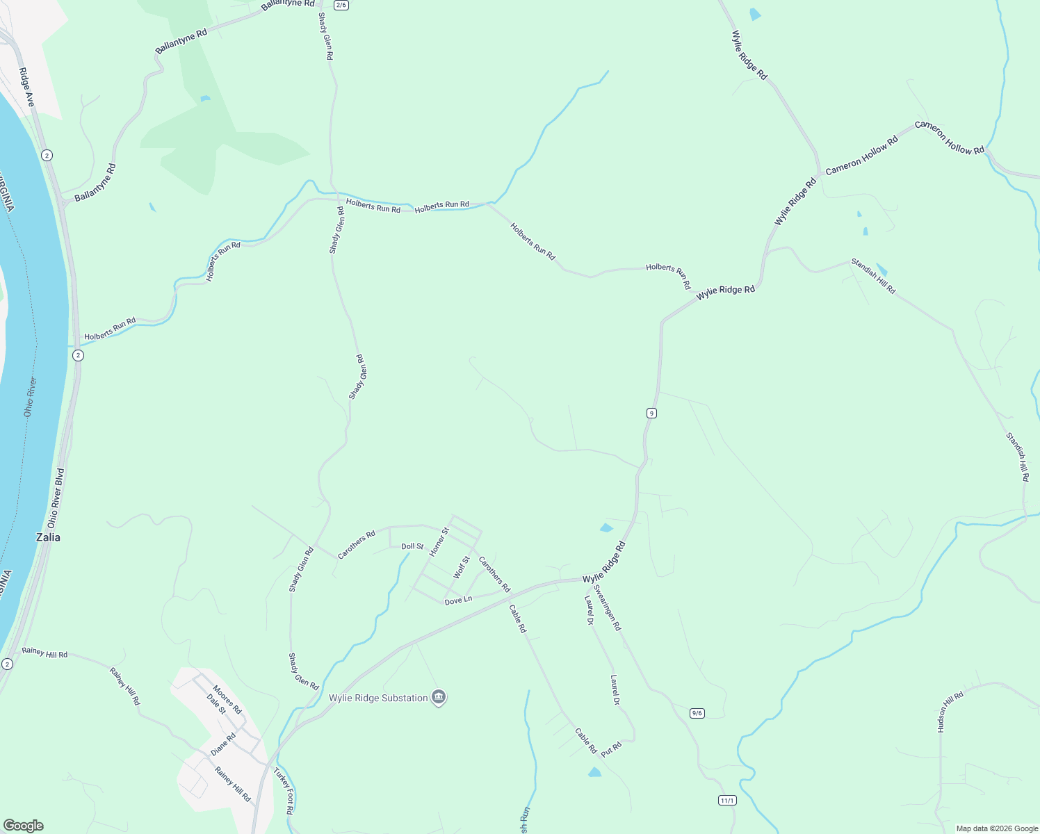 map of restaurants, bars, coffee shops, grocery stores, and more near 596 Bryden Rd in Weirton