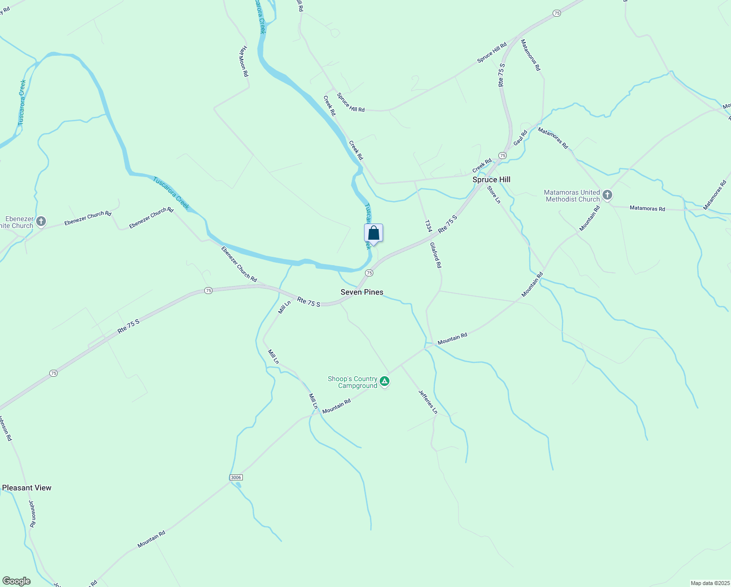 map of restaurants, bars, coffee shops, grocery stores, and more near 20304 Pennsylvania 75 in Port Royal