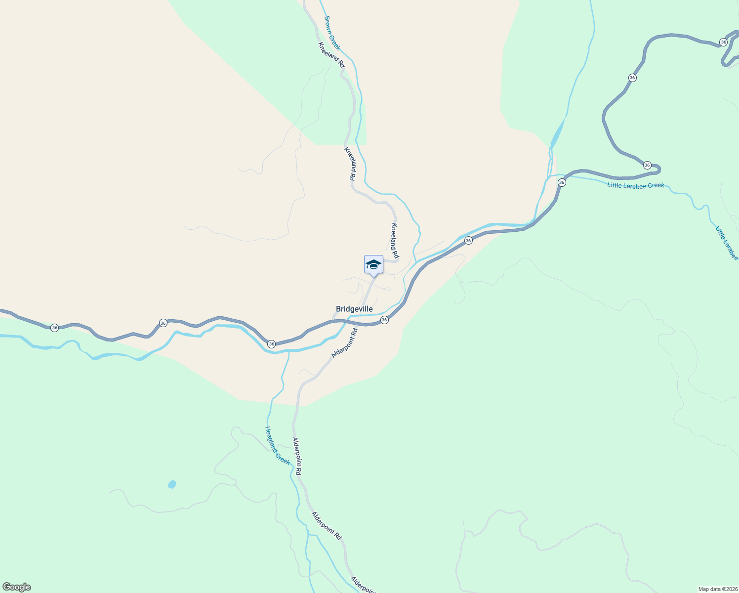 map of restaurants, bars, coffee shops, grocery stores, and more near 38743 Kneeland Road in Carlotta
