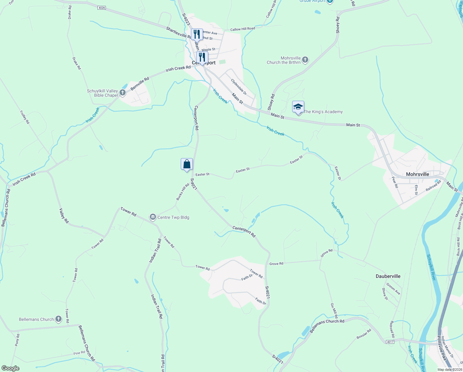 map of restaurants, bars, coffee shops, grocery stores, and more near 1415 Easter Street in Mohrsville