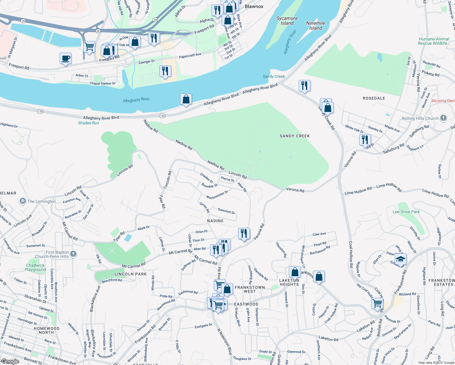 map of restaurants, bars, coffee shops, grocery stores, and more near 8333 Delaware Way in Verona