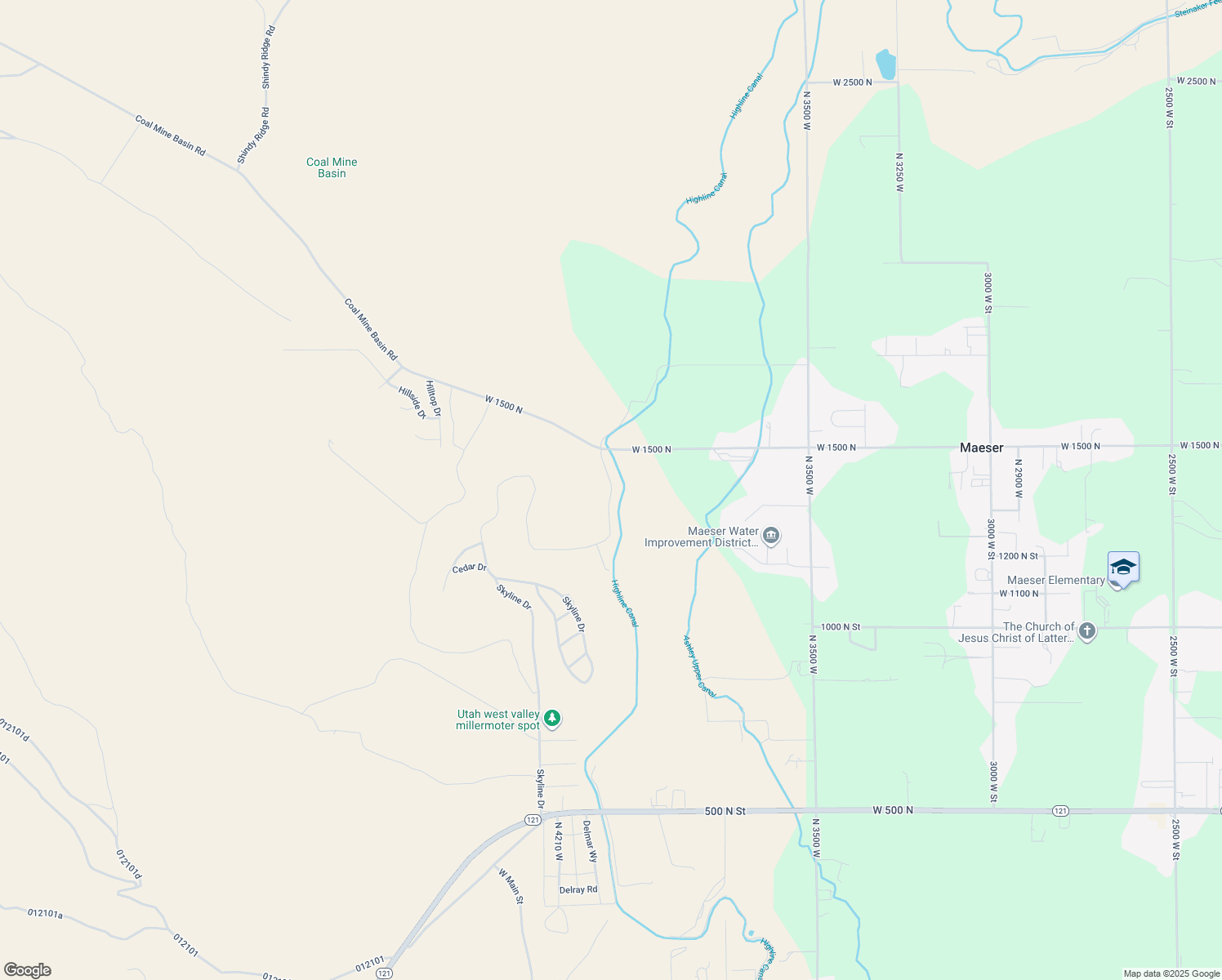 map of restaurants, bars, coffee shops, grocery stores, and more near 1388 North 4075 West in Vernal